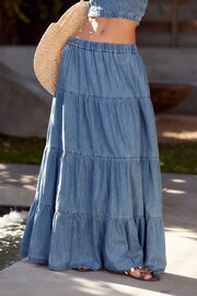 Blue Tiered Lightweight Denim Maxi Skirt - Image 2 of 6