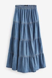 Blue Tiered Lightweight Denim Maxi Skirt - Image 5 of 6