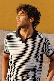 Threadbare Navy 100% Cotton Open Collar Pique Polo Shirt - Image 8 of 8