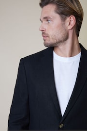 Threadbare Black Luxe Linen Blend Single Breasted Blazer - Image 4 of 4