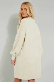 Threadbare Cream V-Neck Chunky Cable Knit Jumper Dress - Image 2 of 4