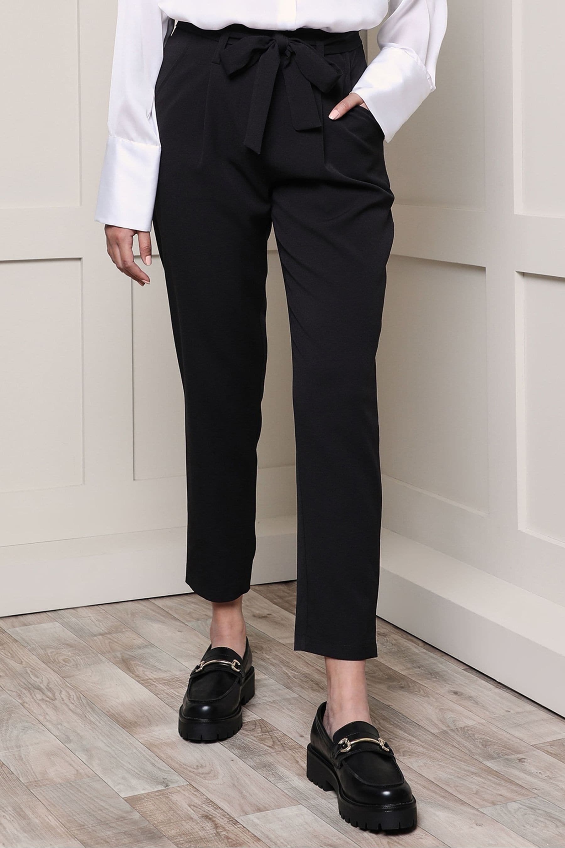 Paperbag waist black trousers on sale