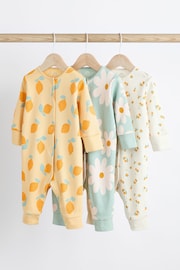 Yellow Baby Printed Footless Sleepsuits 3 Pack (0mths-3yrs) - Image 1 of 8