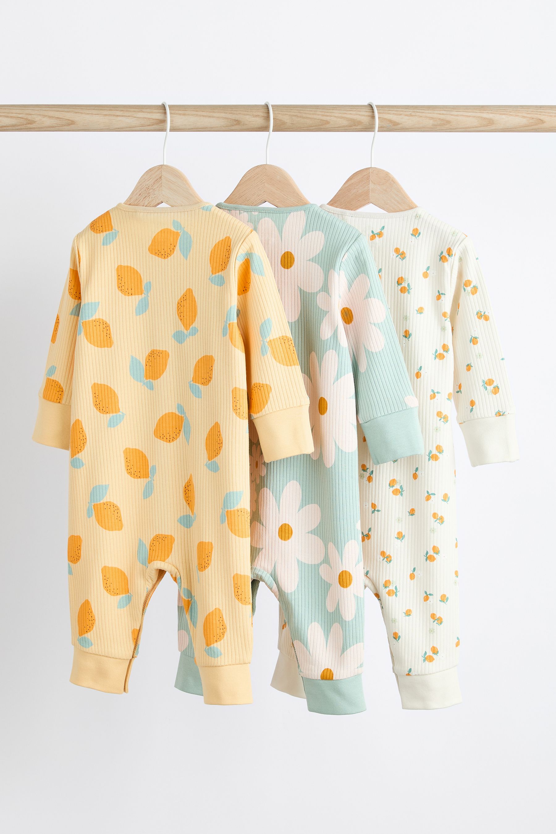 Buy Yellow Baby Printed Footless 100 Cotton Sleepsuits 3 Pack 0mths 3yrs from the Next UK online shop