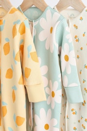 Yellow Baby Printed Footless Sleepsuits 3 Pack (0mths-3yrs) - Image 3 of 8
