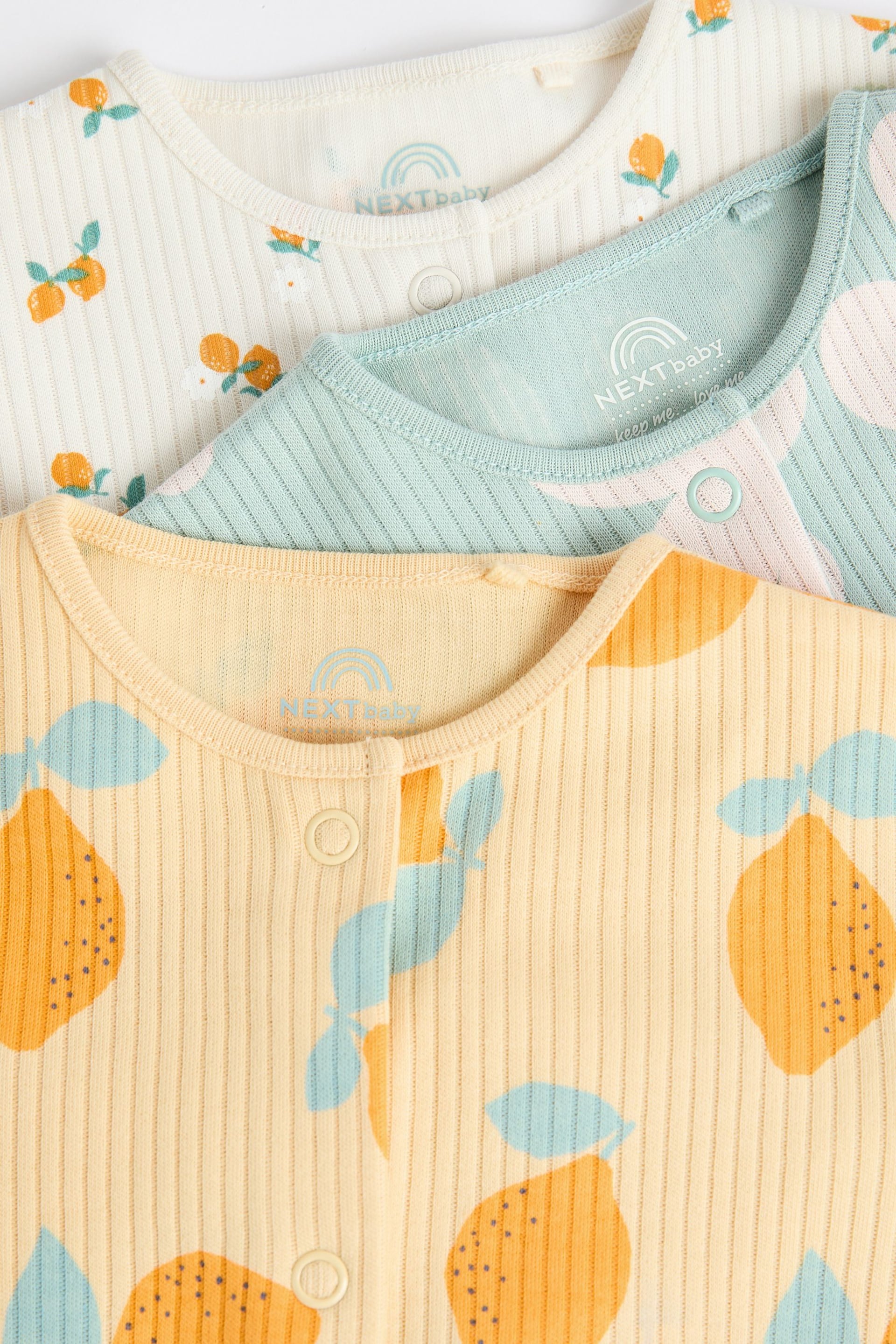 Yellow Baby Printed Footless Sleepsuits 3 Pack (0mths-3yrs) - Image 4 of 8