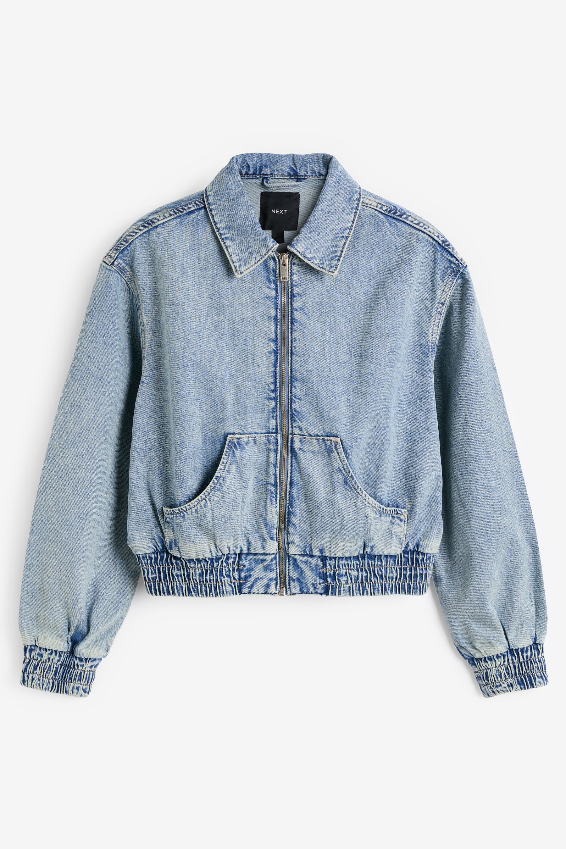 Mid Blue Denim Bomber Jacket