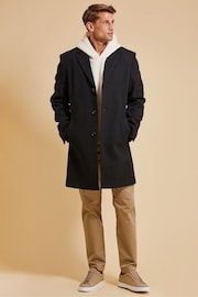 Threadbare Black Luxe Single Breasted Tailored Coat - Image 1 of 4