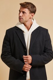 Threadbare Black Luxe Single Breasted Tailored Coat - Image 4 of 4