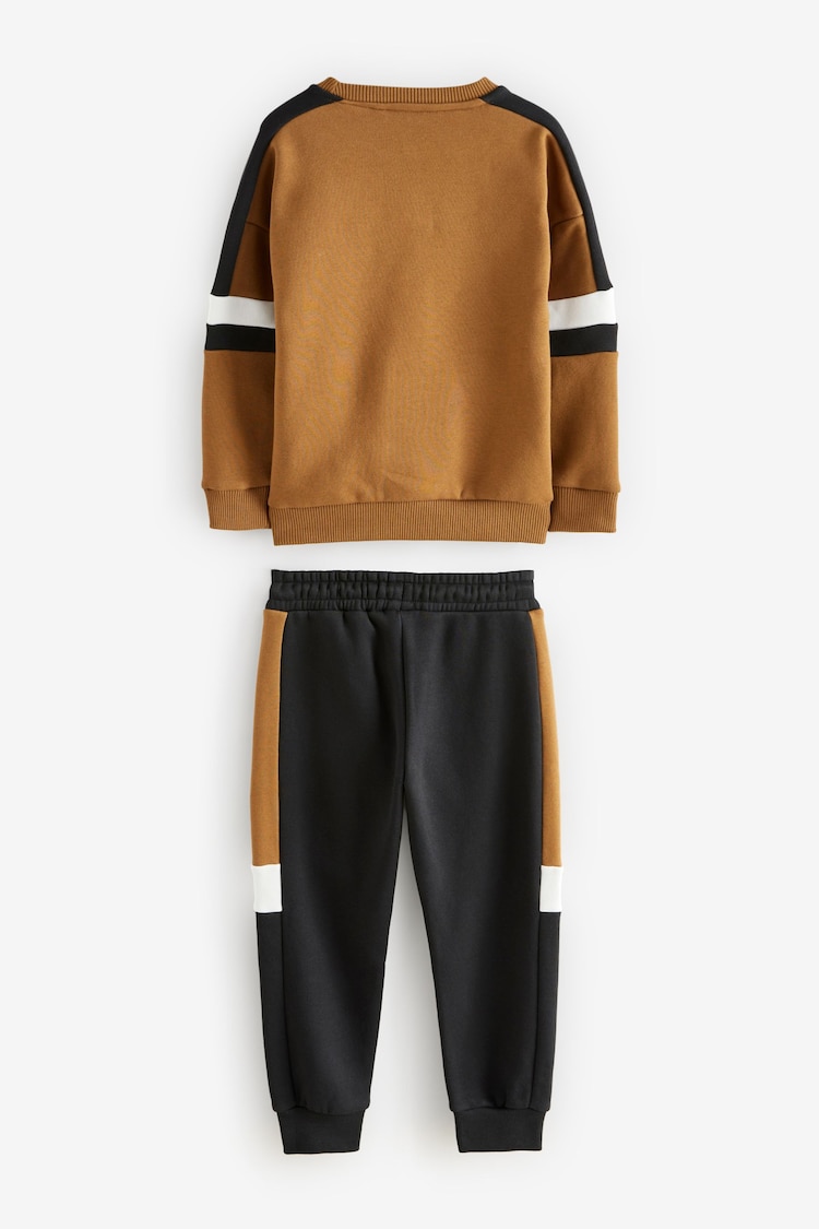 Black Colourblock Crew Neck Sweat and Joggers Set (3-16yrs) - Image 2 of 4