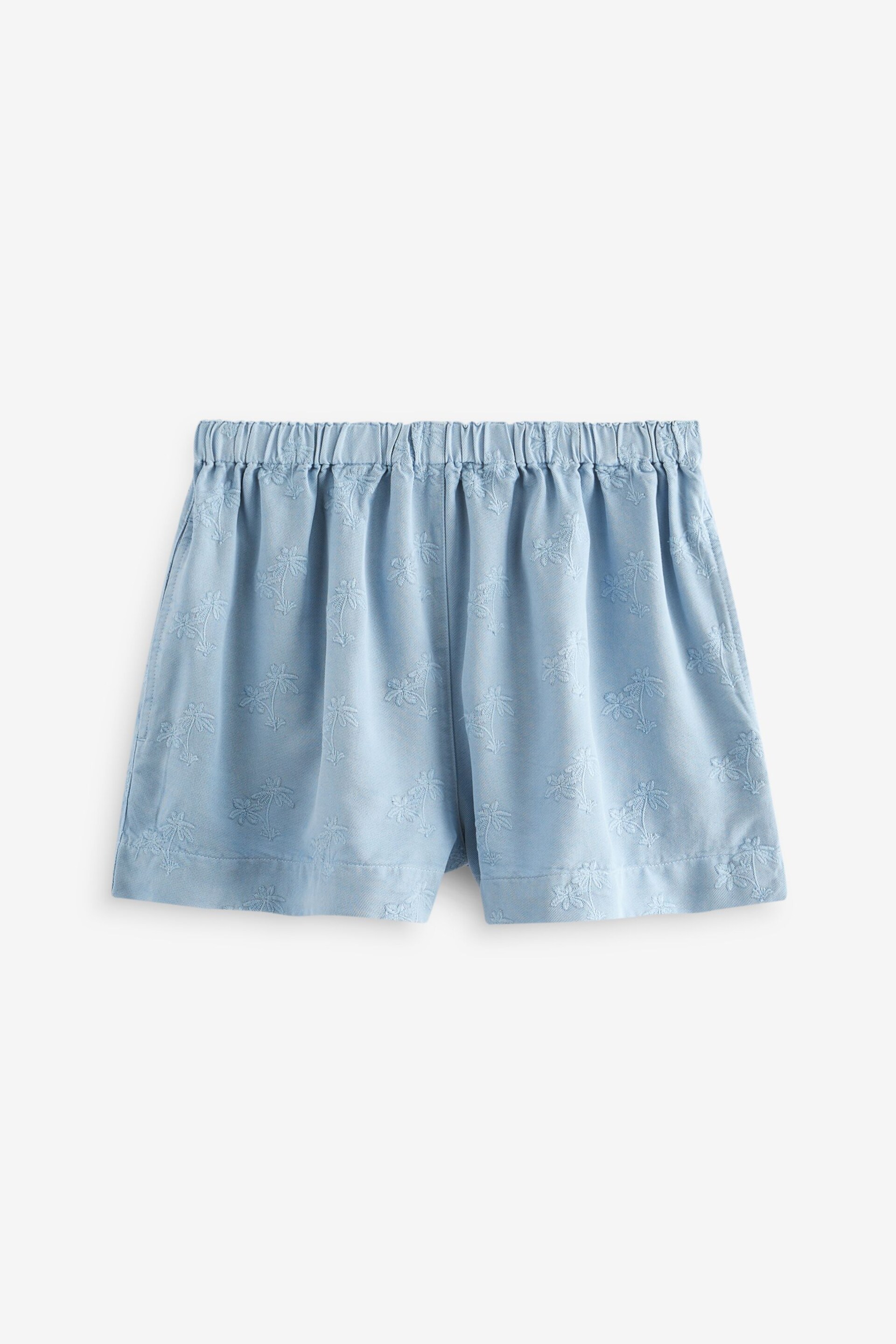 Blue Embroidered TENCEL™ Pull-On Shorts - Image 6 of 6