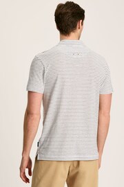 Joules Linen Blend White Striped Polo Shirt - Image 2 of 7