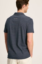 Joules Linen Blend Navy Blue Striped Polo Shirt - Image 2 of 9