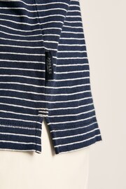 Joules Linen Blend Navy Blue Striped Polo Shirt - Image 6 of 9