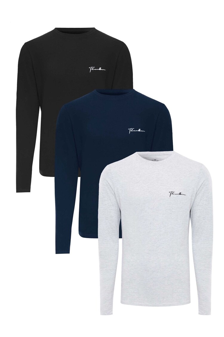 Threadbare White Long Sleeve T-Shirts 3 Pack - Image 1 of 4