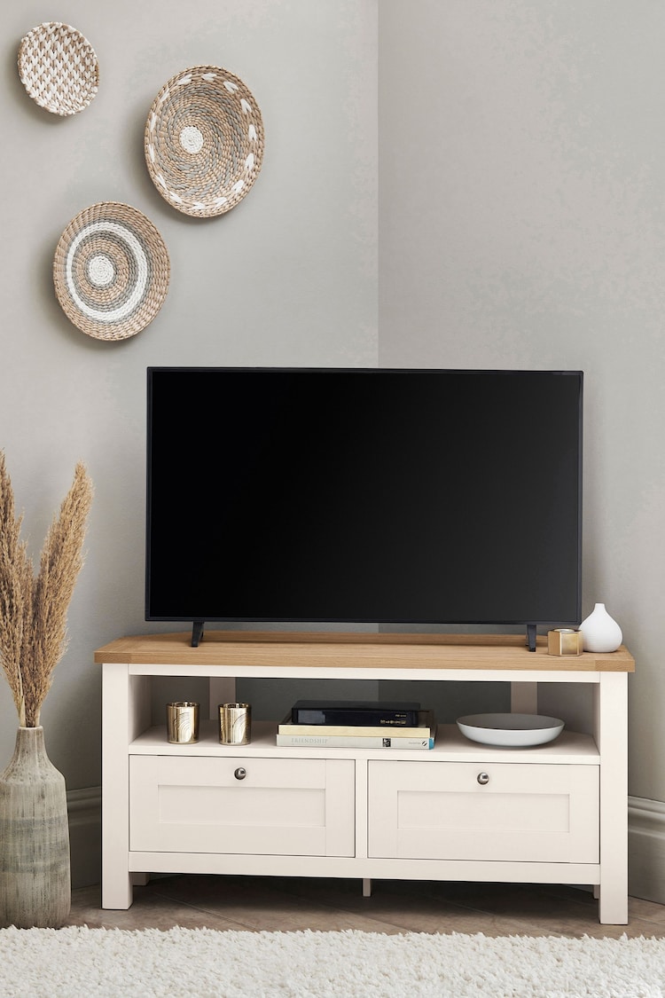 Cream Malvern Oak Effect Up to 46 inch Corner TV Unit - Image 1 of 9