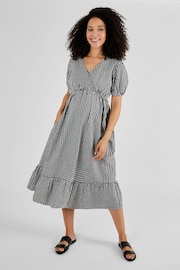 JoJo Maman Bébé Black Gingham Print Maternity Midi Dress - Image 1 of 5