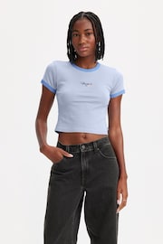 Levi's® Blue Mini Graphic Ringer Cropped T-Shirt - Image 2 of 4