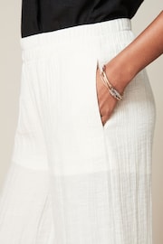 Ecru Textured Sheer Wide Leg Trouser - Image 4 of 6