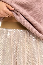 Neutral Sparkle Mesh Midi Skirt - Image 4 of 6