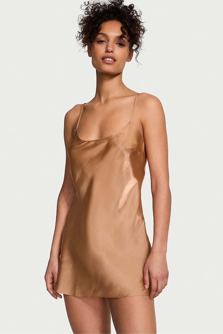 Victoria's Secret Toffee Nude Organza Mini Slip Dress - Image 1 of 3