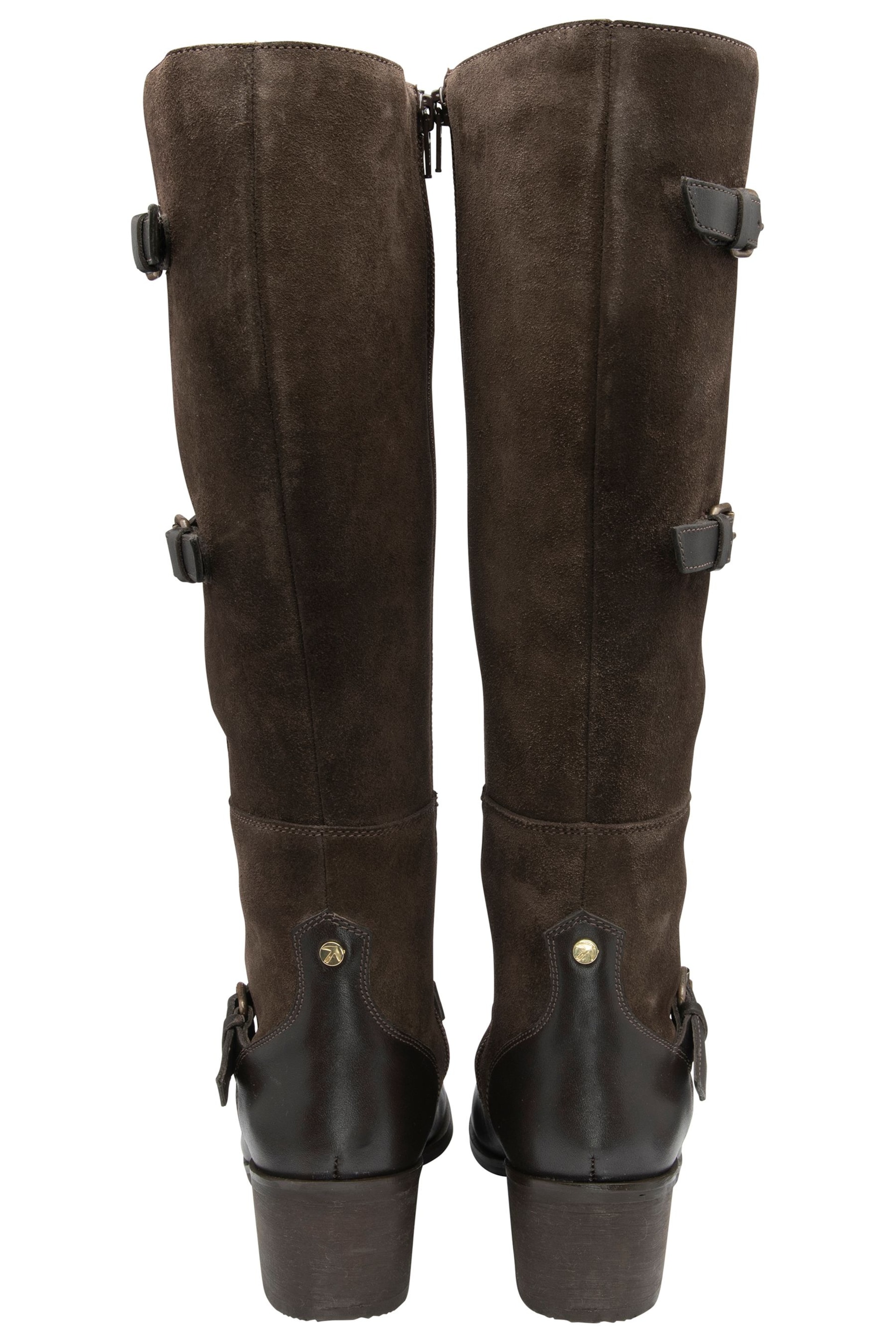 Ravel Brown Leather & Suede Zip-Up Knee High Boots - Image 3 of 4