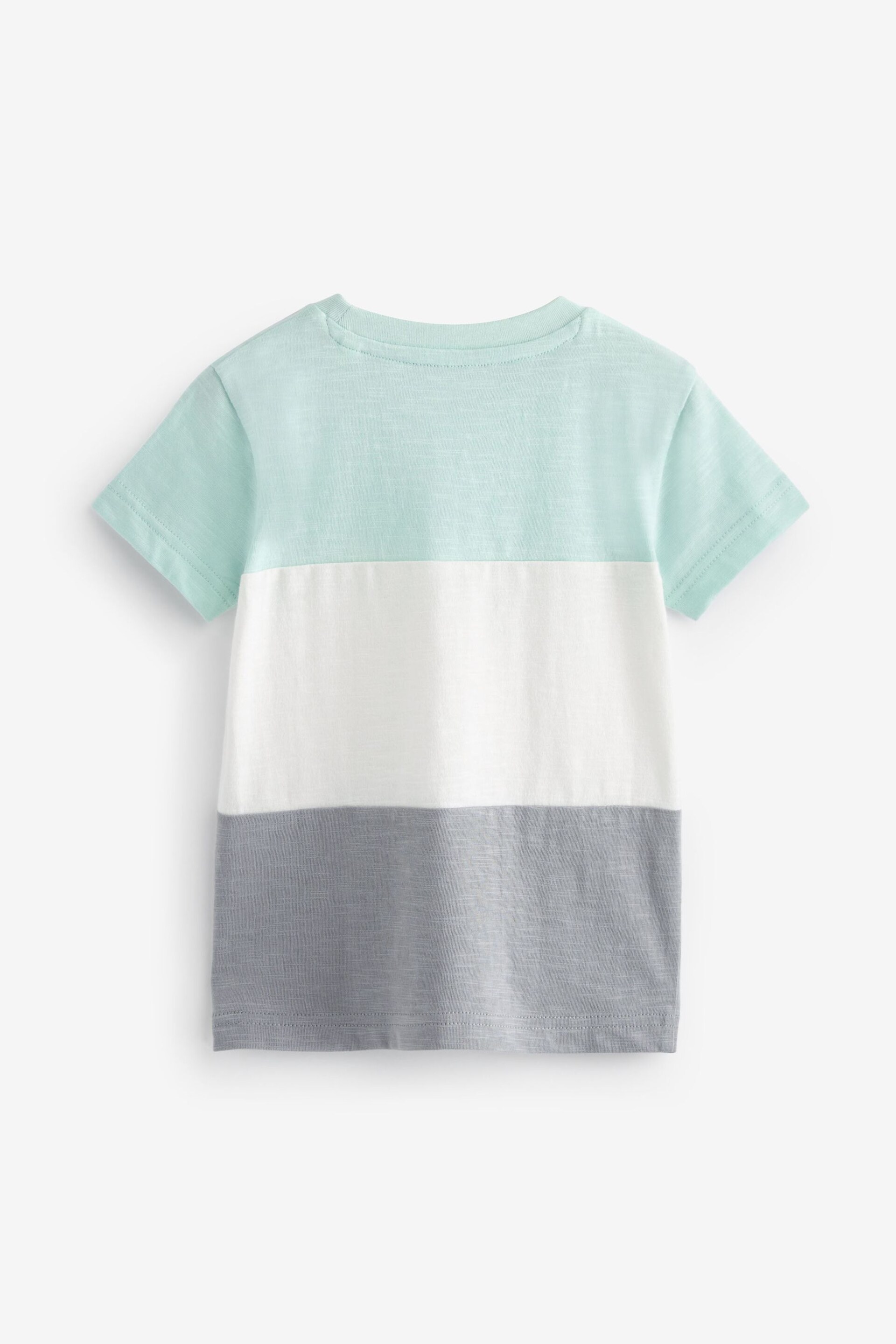 Blue/Grey Short Sleeve Colourblock T-Shirt (3mths-7yrs) - Image 2 of 3