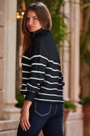 Sosandar Black Stripe Half Zip Jumper - Image 3 of 7