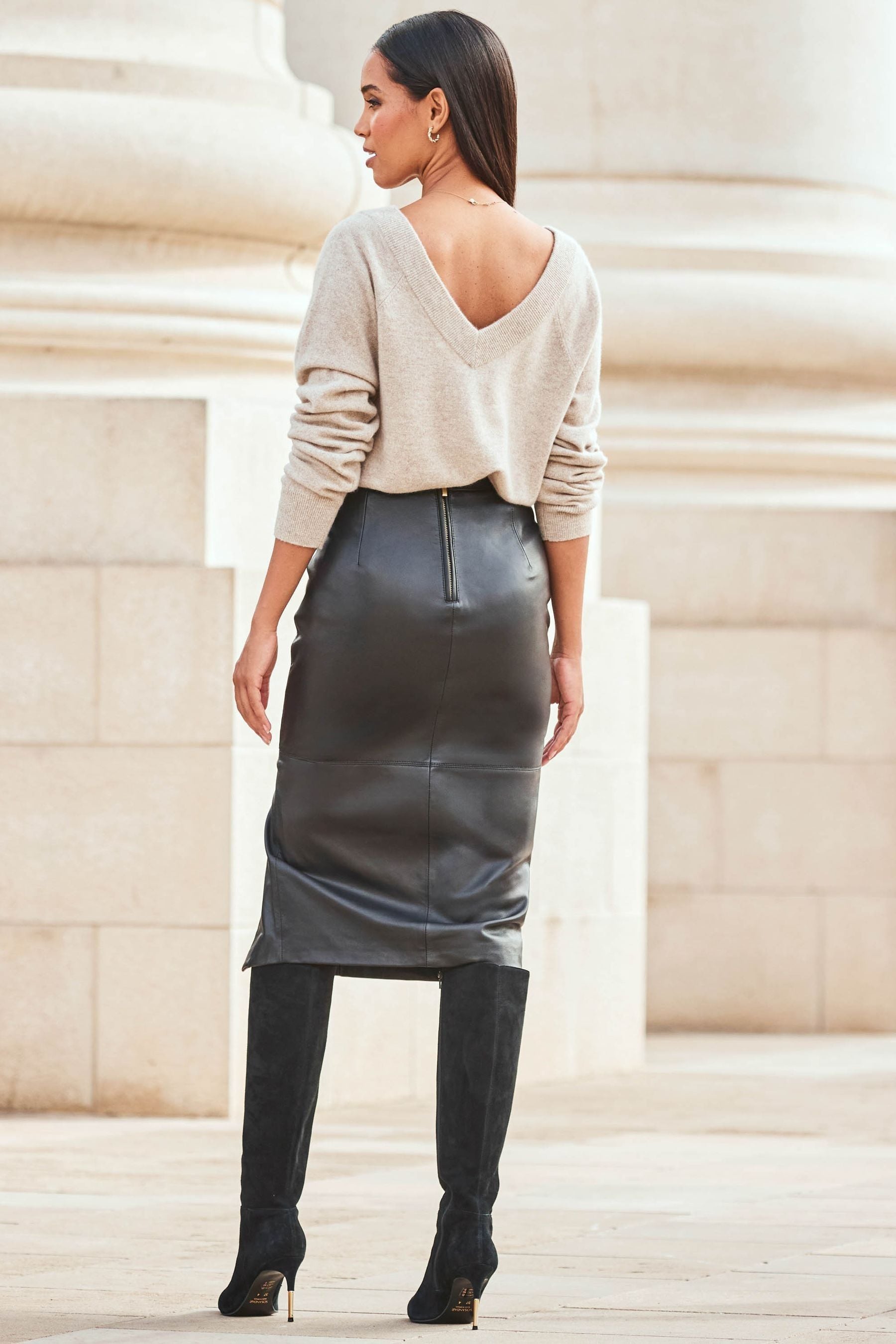 Black leather pencil skirt next cheap