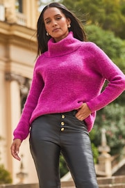 Sosandar Pink Roll Neck Super Soft Knitted Jumper - Image 5 of 5