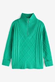 Sosandar Green Cable Half Zip Jumper - Image 5 of 5