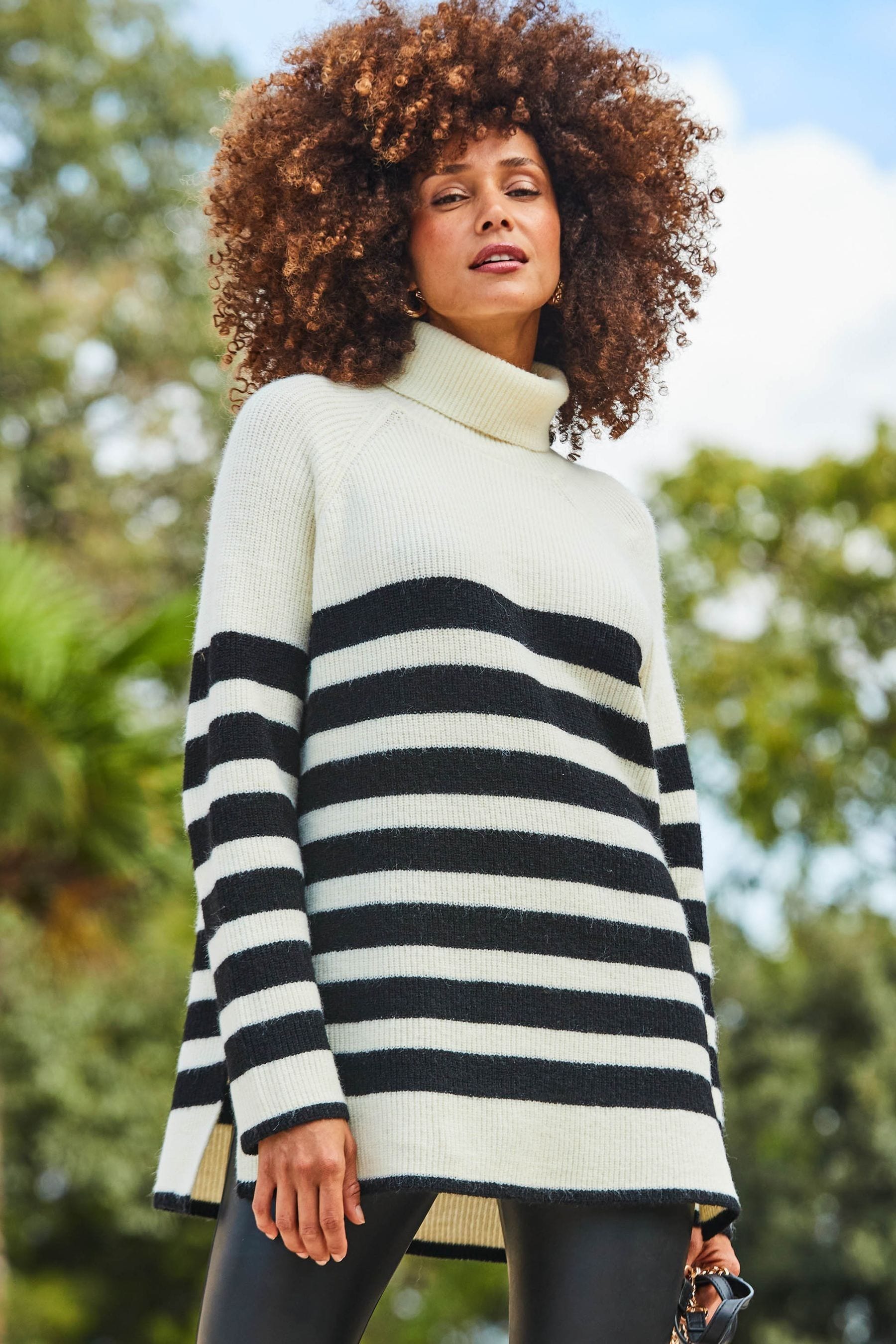 Striped polo neck jumper new arrivals