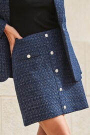 Sosandar Blue Boucle Button Front A-Line Skirt - Image 5 of 5