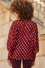 Sosandar Red Blouson Sleeve Shirt - Image 5 of 5