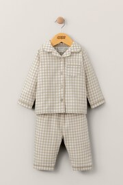 Mamas & Papas Sand Check Woven Brown Pyjamas - Image 1 of 4