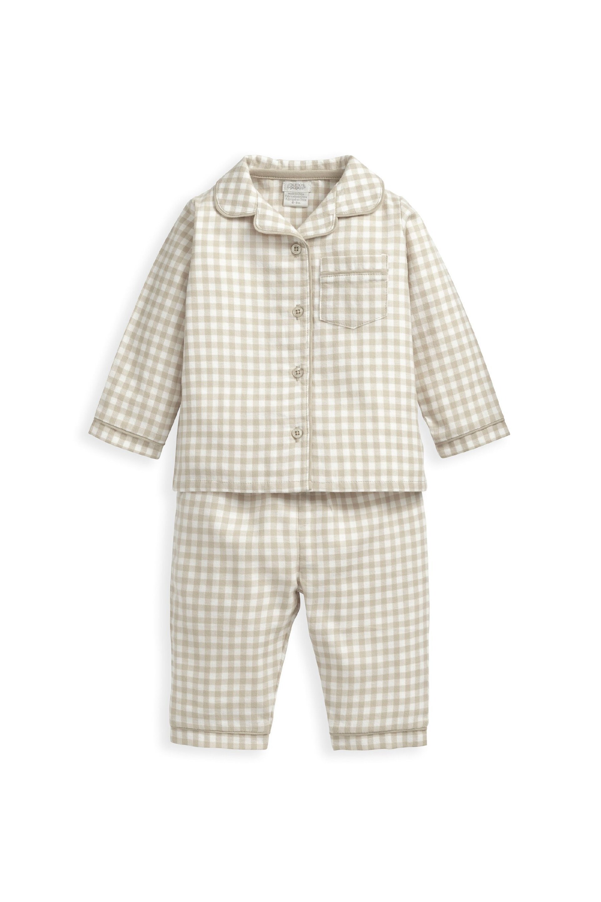 Mamas & Papas Sand Check Woven Brown Pyjamas - Image 2 of 4