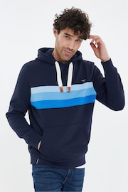 Threadbare Blue Colourblock Hoodie with Kangaroo Pocket - Image 1 of 4