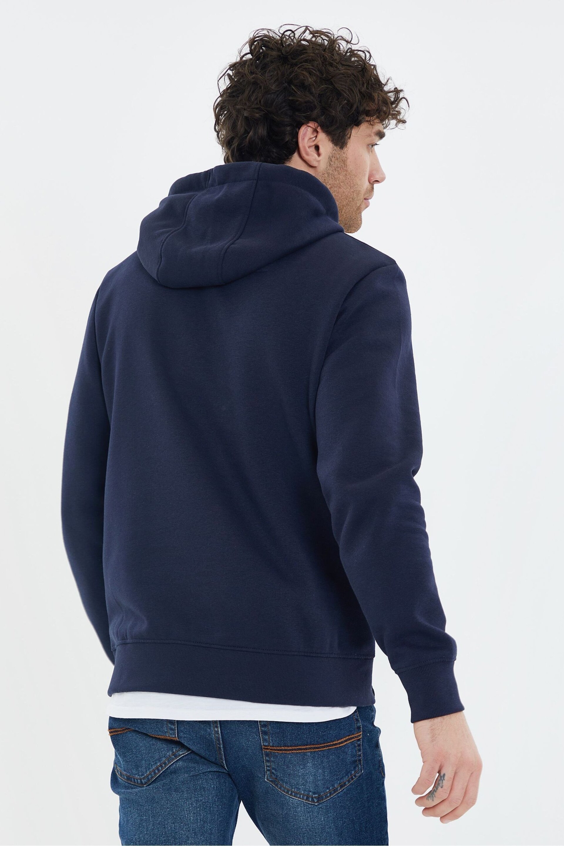 Threadbare Blue Colourblock Hoodie with Kangaroo Pocket - Image 2 of 4