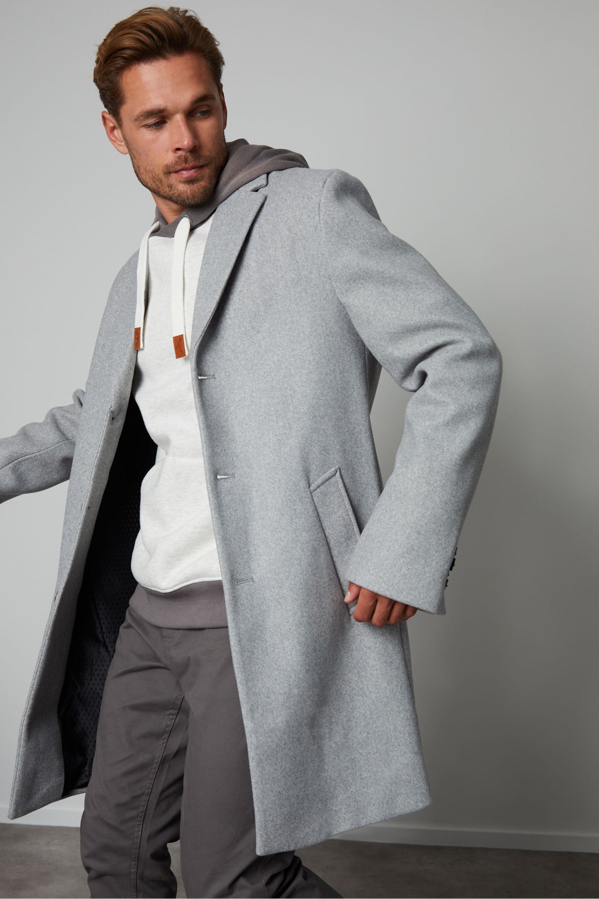 Threadbare Grey Luxe Single Breasted Tailored Coat - Image 1 of 4