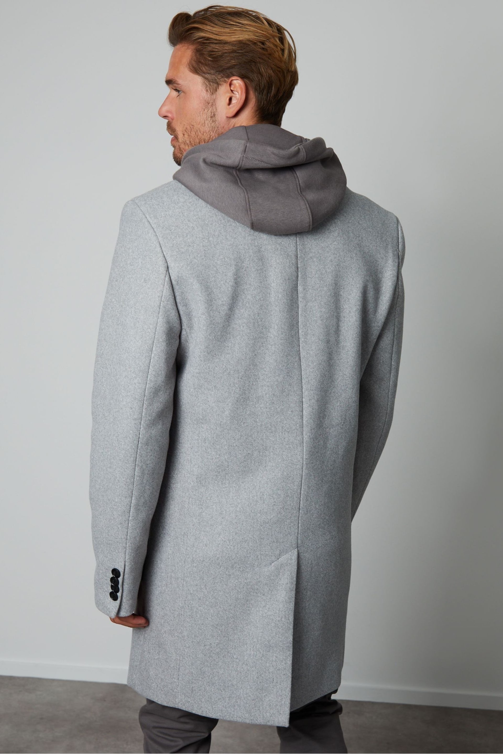 Threadbare Grey Luxe Single Breasted Tailored Coat - Image 2 of 4