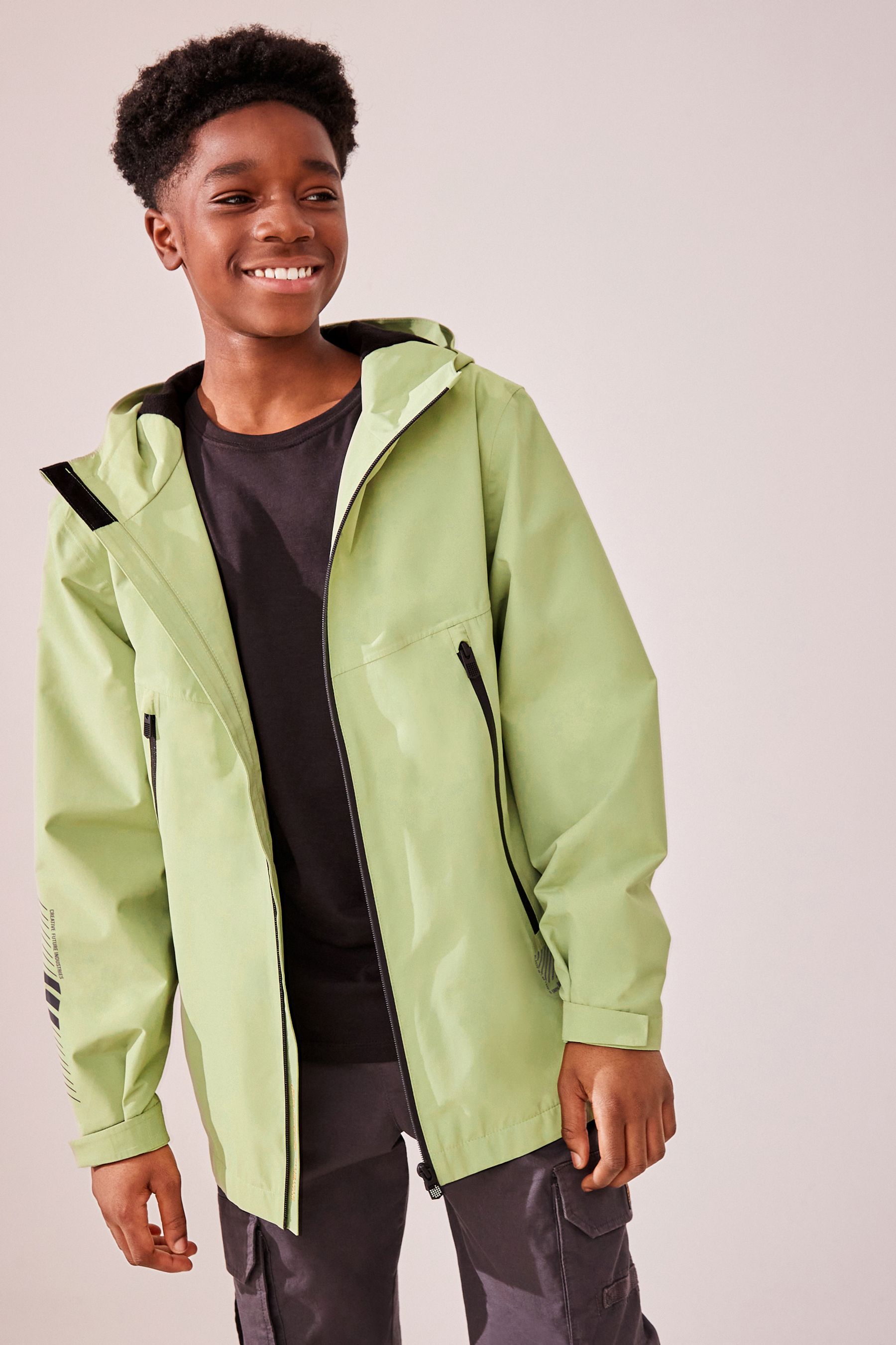 Rain jacket lined with hood sale