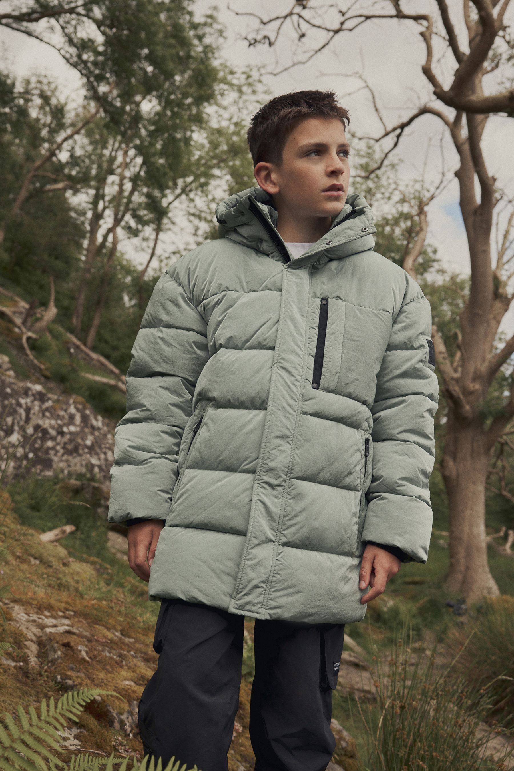 Buy Sage Green Utility Fleece Lined Hooded Padded Puffer Coat 3 16yrs from the Next UK online shop