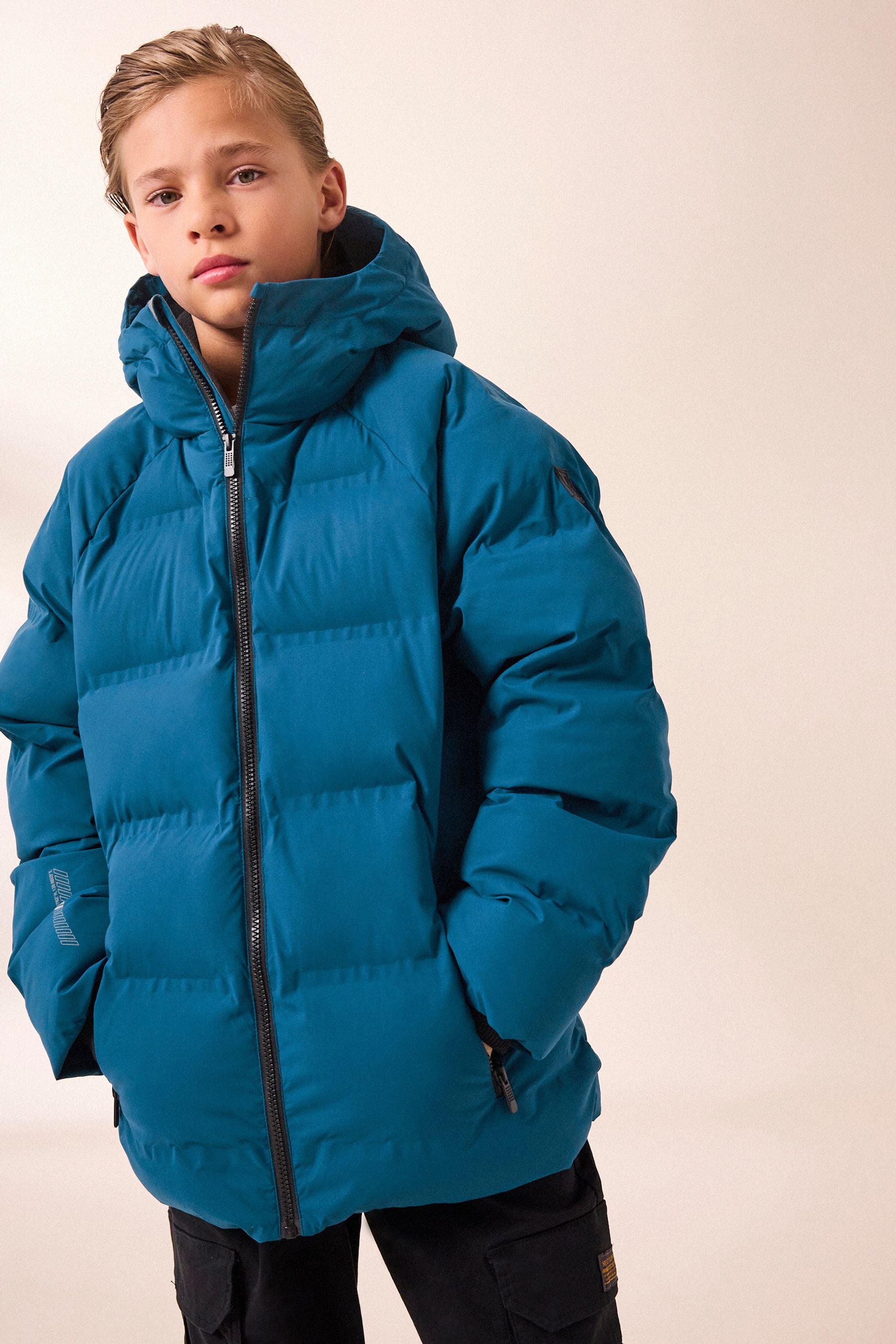 Cobalt blue padded jacket hotsell