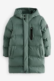 Sage Green Waterproof Longline Fleece Lined Puffer Coat (3-17yrs) - Image 9 of 15