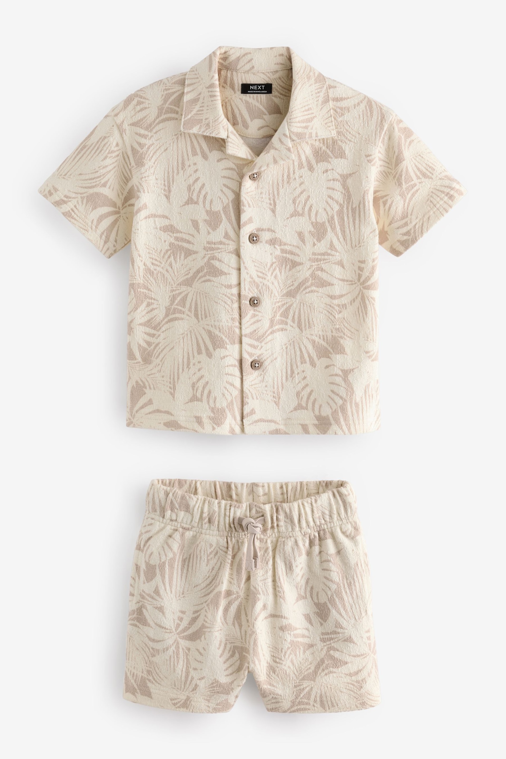 Ecru White Short Sleeve Pattern Shirt and Shorts Set (3mths-7yrs) - Image 1 of 3