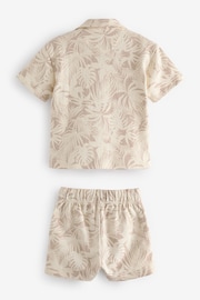 Ecru White Short Sleeve Pattern Shirt and Shorts Set (3mths-7yrs) - Image 2 of 3