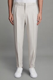 Reiss Stone Brighton Relaxed Drawstring Trousers with Turn-Ups - Image 1 of 5
