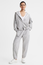 Reiss Grey Maja Cotton Blend Tracksuit Top - Image 3 of 5