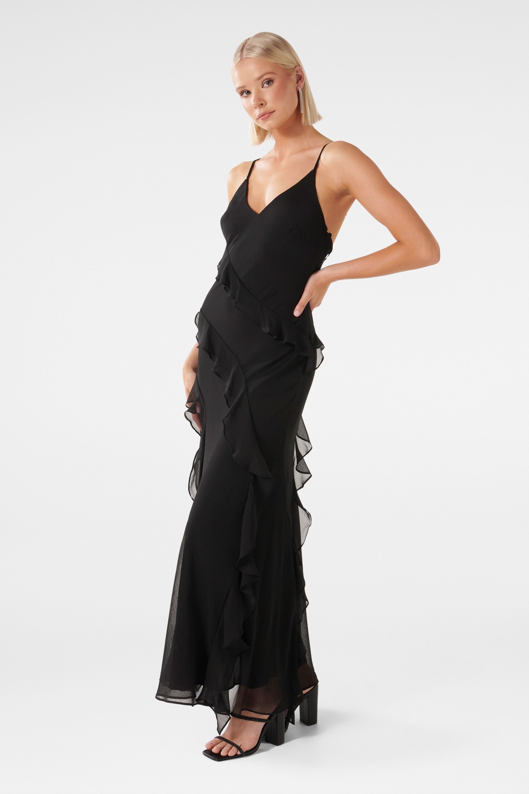 Buy Forever New Black Poppy Ruffle Gown from Next Luxembourg