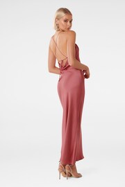 Forever New Pink Petite Ruby Tie Back Satin Midi Dress - Image 2 of 4